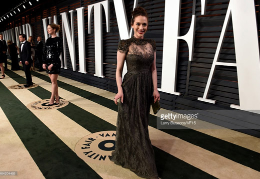 Kat Dennings steps out in Gemy Maalouf to the 2015 Vanity Fair Oscar party