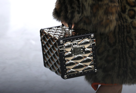 Fur, animal prints and box-like handbags by Louis Vuitton for Fall-Winter 2015/2016