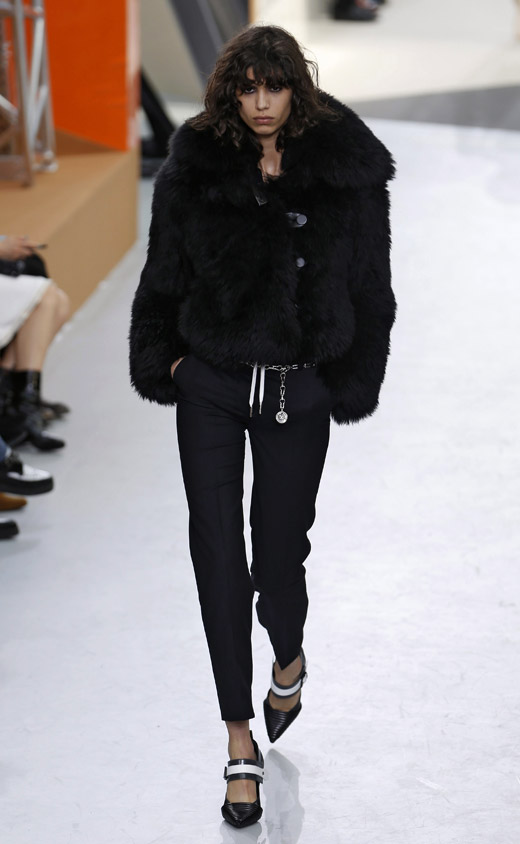 Fur, animal prints and box-like handbags by Louis Vuitton for Fall-Winter 2015/2016