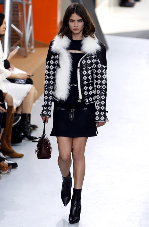 Fur, animal prints and box-like handbags by Louis Vuitton for Fall-Winter 2015/2016