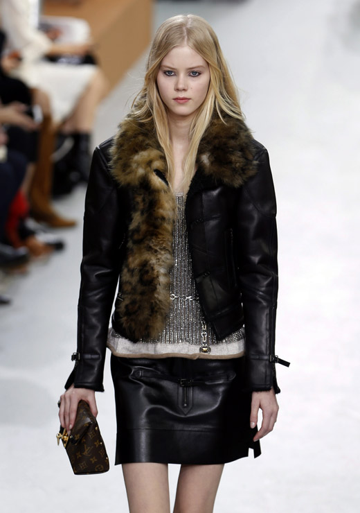 Fur, animal prints and box-like handbags by Louis Vuitton for Fall-Winter 2015/2016