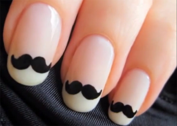 Cute Mustache Nail Art Tutotial