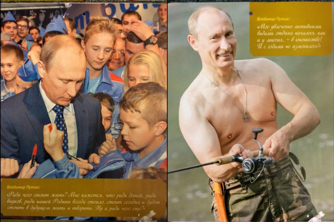 Russia's president Vladimir Putin with a 2016 calendar