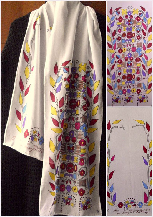 Bulgarian folklore in the fashion: Tanya Ivanova's painted scarves