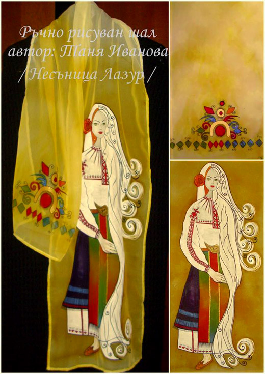 Bulgarian folklore in the fashion: Tanya Ivanova's painted scarves