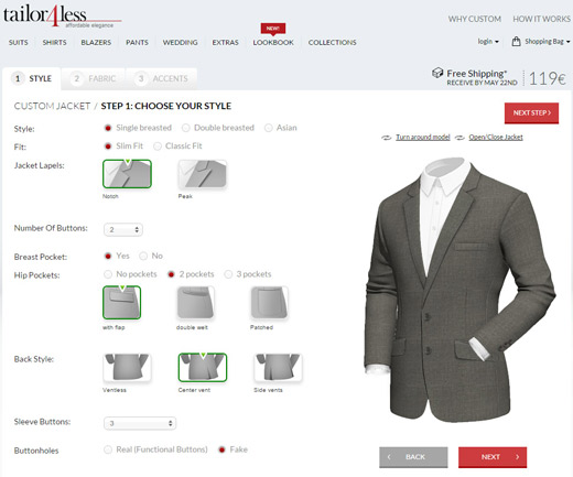 Made-to-measure suits online from Tailor4less