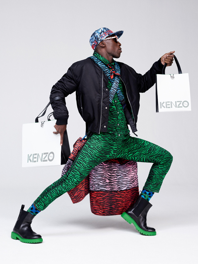 Menswear looks from the collaboration of H&M and KENZO