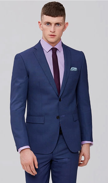 Blue men's suits by Moss Bros