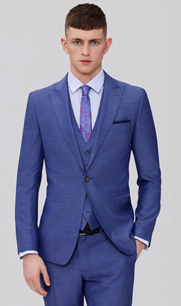 Blue men's suits by Moss Bros