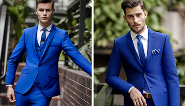 Blue men's suits by Moss Bros