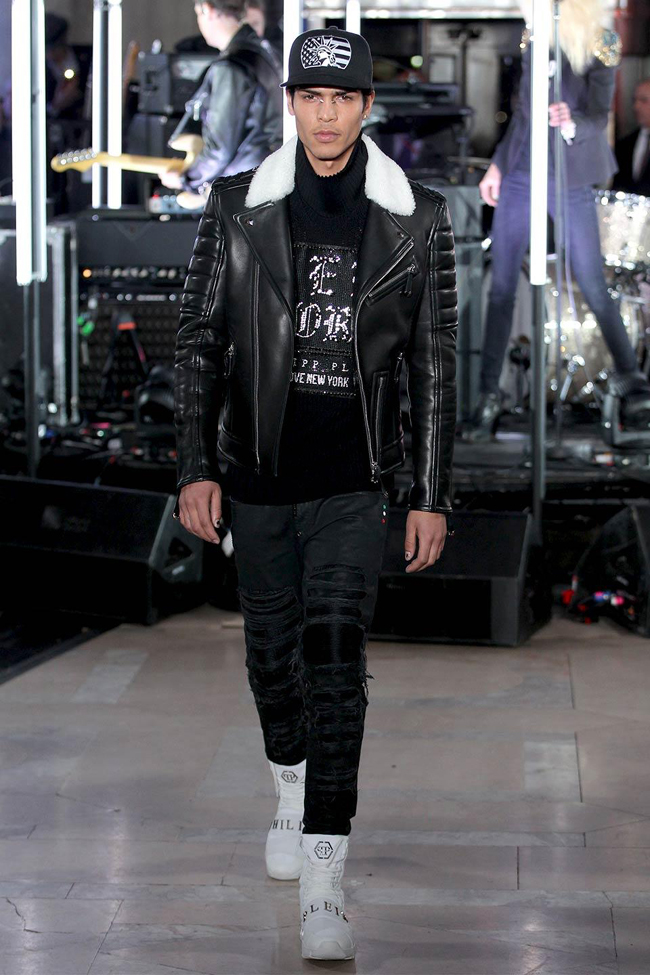 Philipp Plein Studded Leather Bomber Jacket