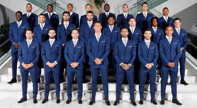 Portuguese football team in tailor made suits by Dielmar for UEFA Euro 2016