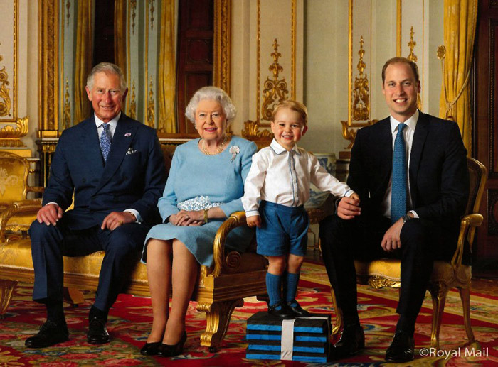 Prince George with first postage stamp royal appearance