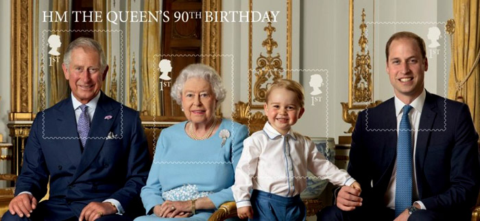 Prince George with first postage stamp royal appearance