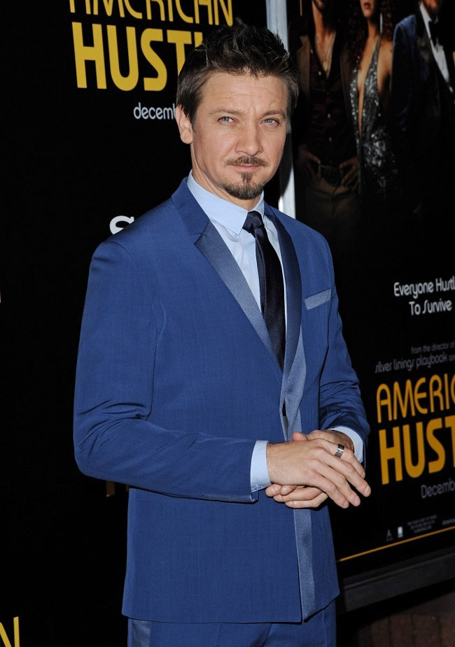 Men Blue Suit jeremy renner Designer Grooms Wedding Dinner Suits  (Coat+Pants)