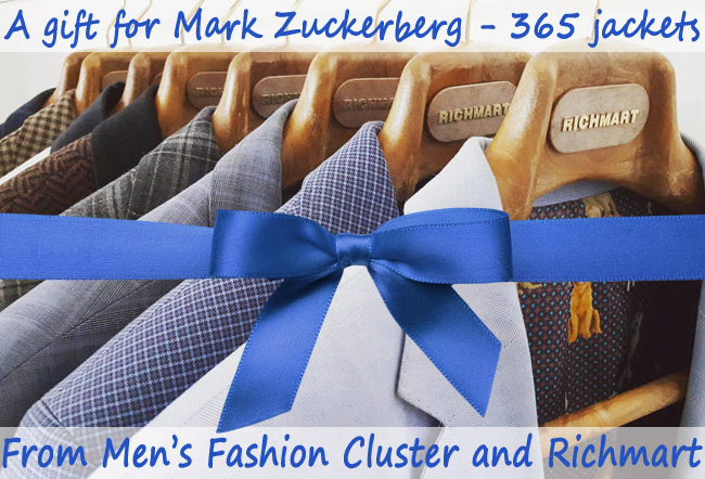 The Men's Fashion Cluster Academy gives 365 men's suit jackets as a gift to Mark Zuckerberg