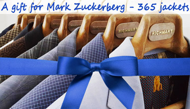 The Men's Fashion Cluster Academy gives 365 men's suit jackets as a gift to Mark Zuckerberg