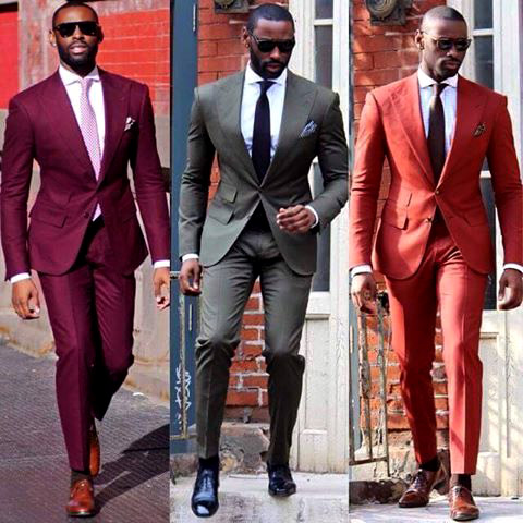 One suit design in three different colors