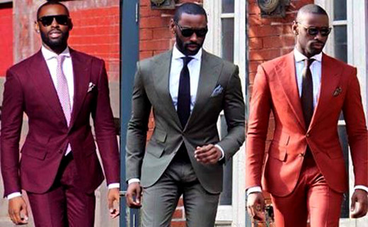 One suit design in three different colors