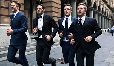 Australian label Farage sees leading AFL players from the Sydney Swans running through Sydney’s CBD dressed to impress