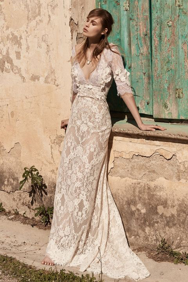 Simple beige hotsell wedding dress