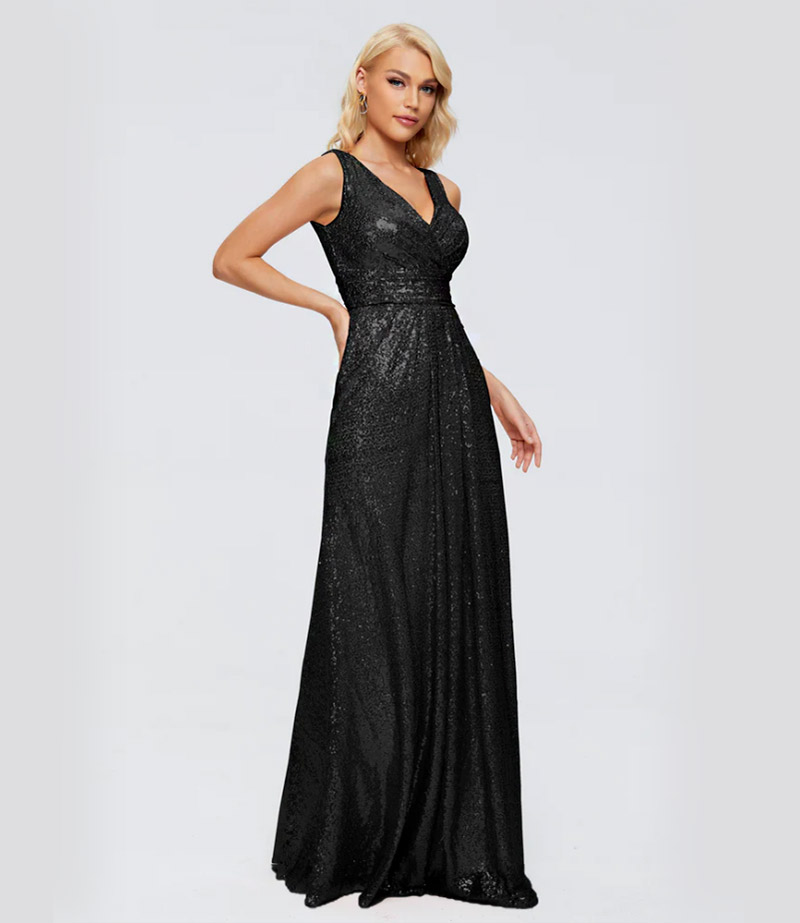 margaret one shoulder sequins Black prom dresses
